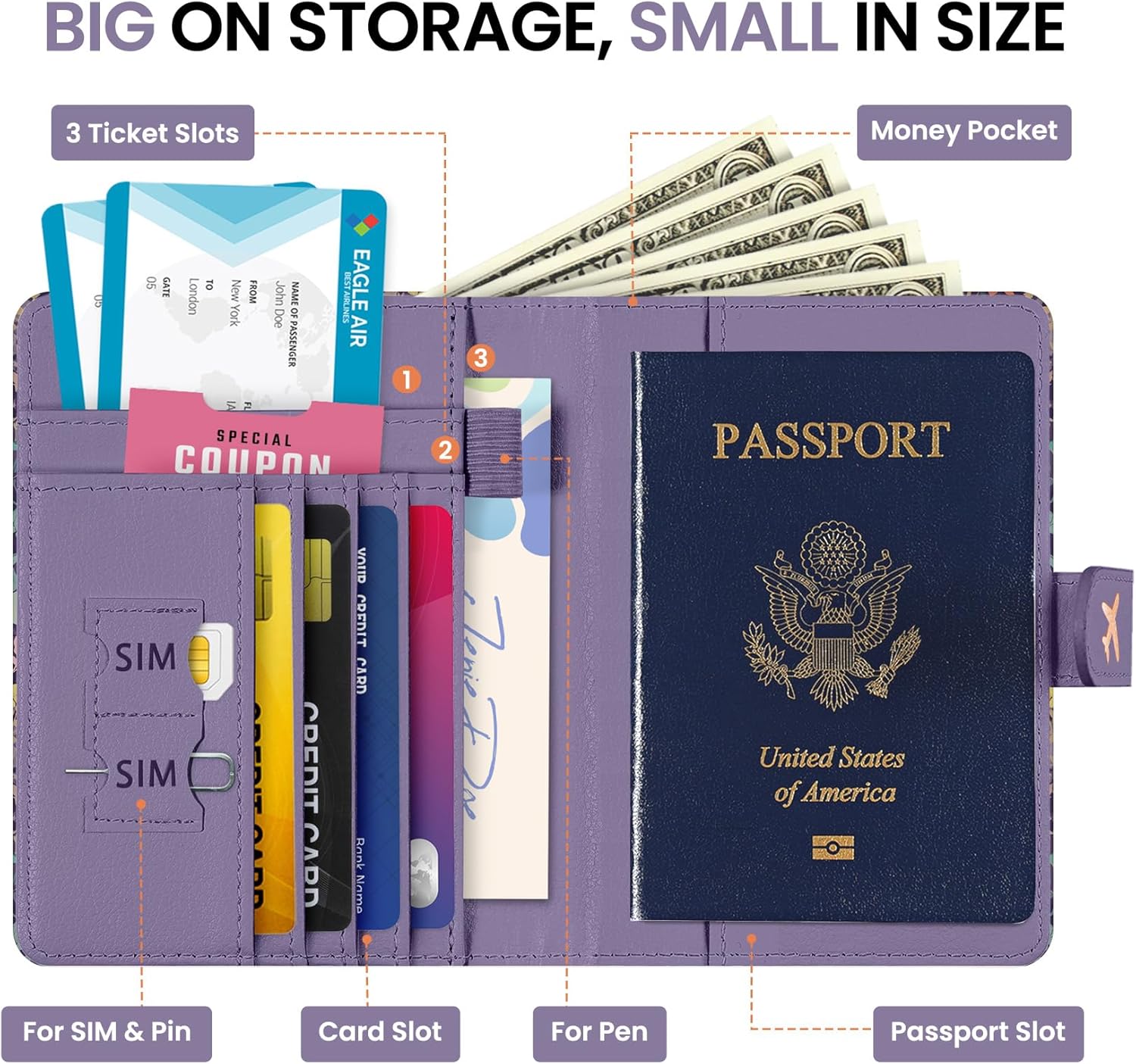 Passport Holder for Travel Essentials, RFID Blocking Leather