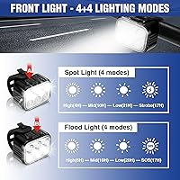 Vista 2 de WORKPRO Juego de luces de bicicleta [8+13 modos], juego de luces recargables para bicicleta ultra brillantes, luces de bicicleta impermeables IP65