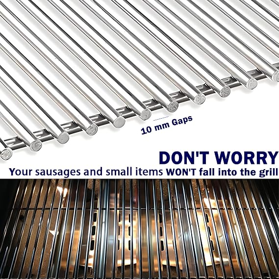 Genesis Grill Parts Cooking Grates for Weber Genesis 300 Series E310 E320 E330 S310 S320 S330, 19.5 Steel BBQ Grids for Fits Weber 7528/7524 Cast Iron Grate Replacements