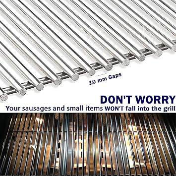 Genesis Grill Parts Cooking Grates for Weber Genesis 300 Series E310 E320 E330 S310 S320 S330, 19.5 Steel BBQ Grids for Fits Weber 7528/7524 Cast Iron Grate Replacements