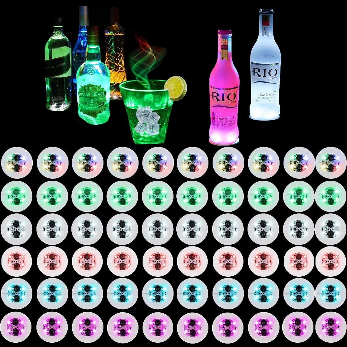 LED Drink Coasters 60 Pack