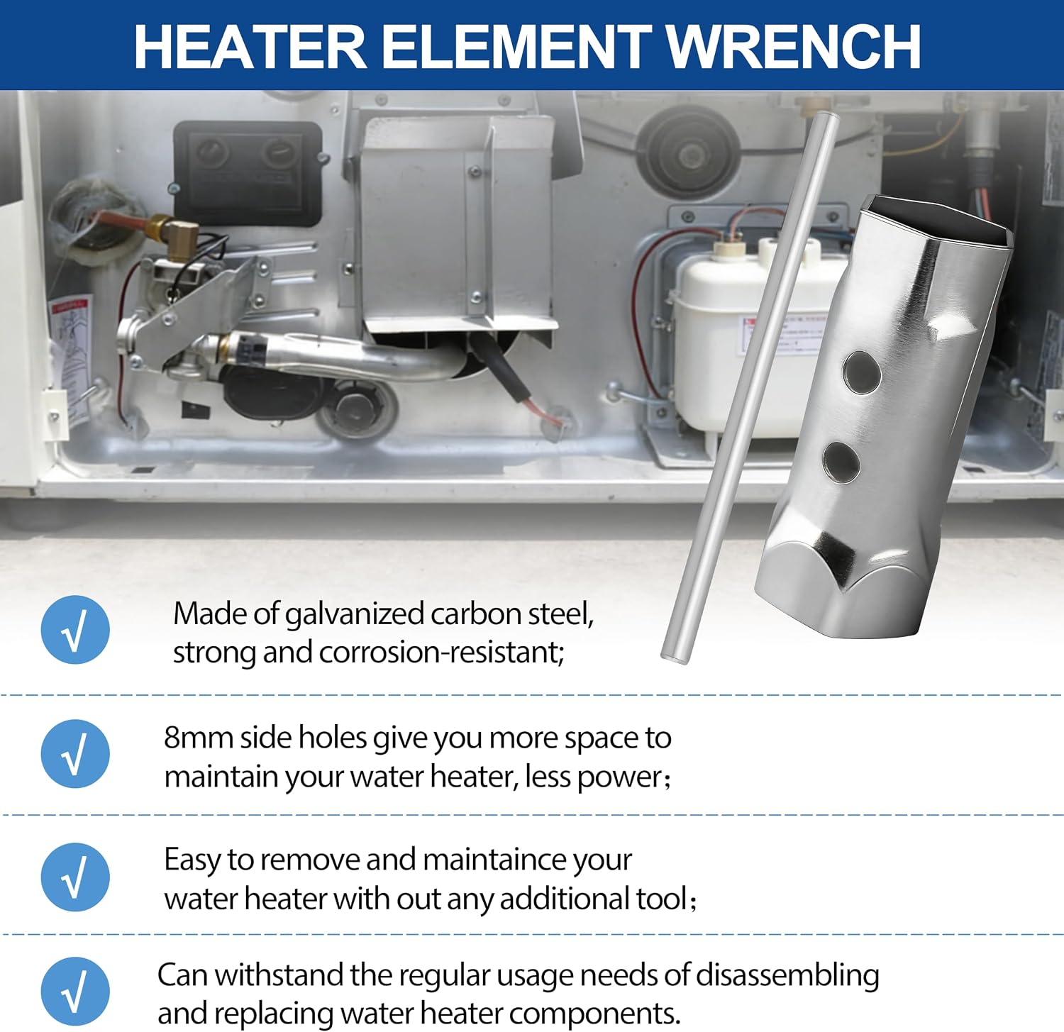 Water Heater Element Wrench Socket For Anode Rod 1-1/2 "x 1-7/8" Hex Socket