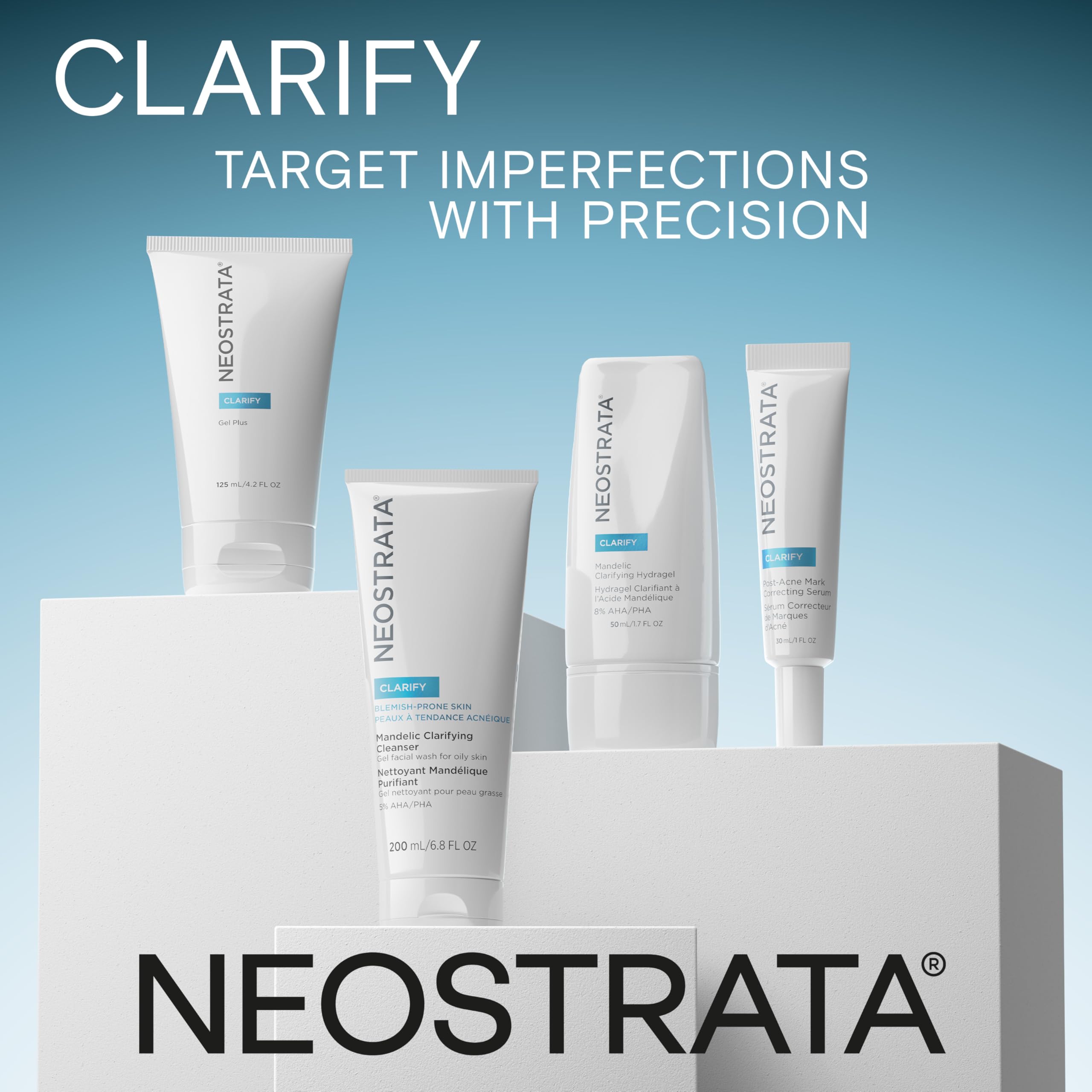 NEOSTRATA Mandelic Clarifying Cleanser Jel Yüz Yıkama Yağlı Ciltler için Salisilik Asit Sabunsuz Kokusuz, 6.8 Fl Oz (1'li Paket)