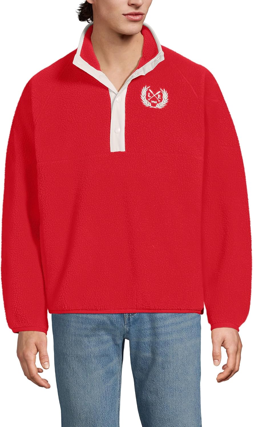 Lands' End Unisex Snap Neck Fleece Pullover
