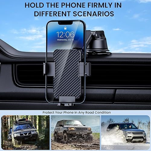 Miniatura 7 de Soporte de teléfono para tu auto base ultra fuerte de succión de grado militar Soporte de teléfono celular 3 en 1 para salpicadero, parabrisas,