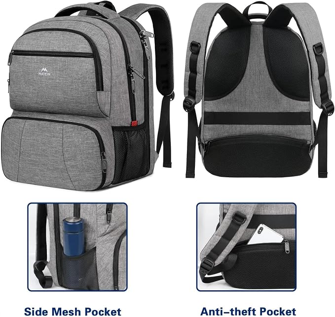 Mochila lonchera aislante 17 pulgadas, gris miniatura 4