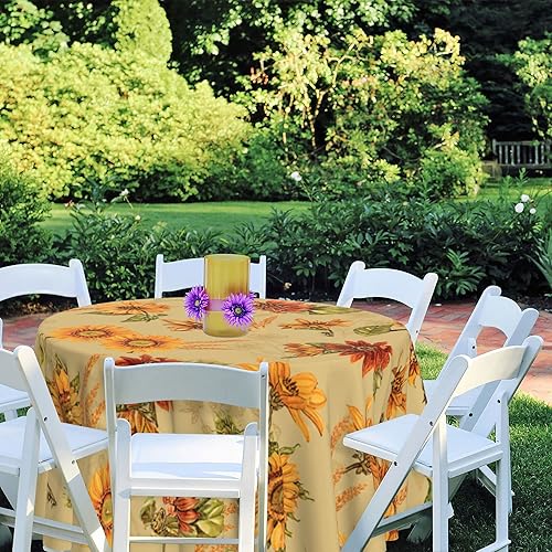 Miniatura 220 de Mantel redondo bohemio de 60 pulgadas, mantel circular bohemio, resistente a las manchas, repelente al agua y sin arrugas, coloridos manteles Mantel