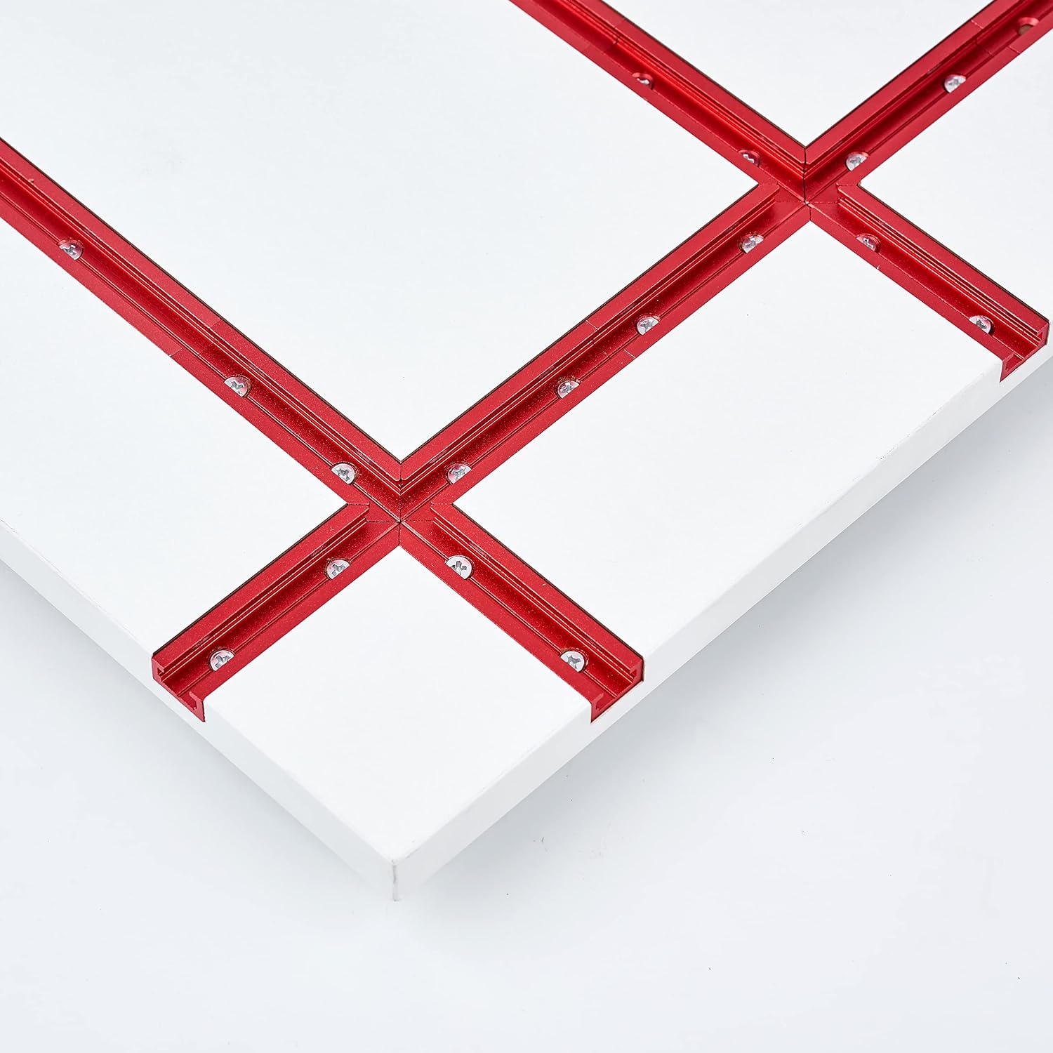 T Track 48" with Wood Screws-Double Cut Profile Universal T-Track with Predrilled Mounting Holes-Woodworking-Fine Sandblast Anodized-Red Color-2PK