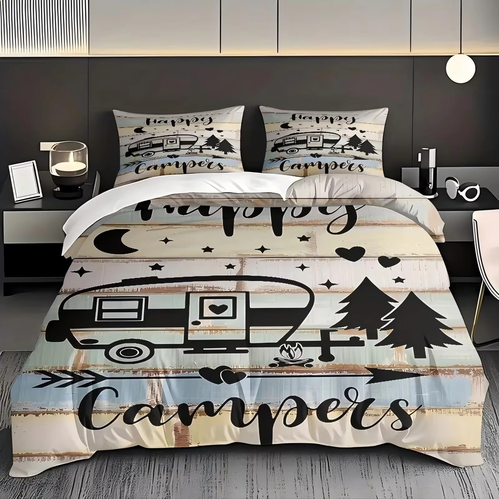 Parure de lit 140x200 camping et cœur pour créer un cocon d'aventure ado