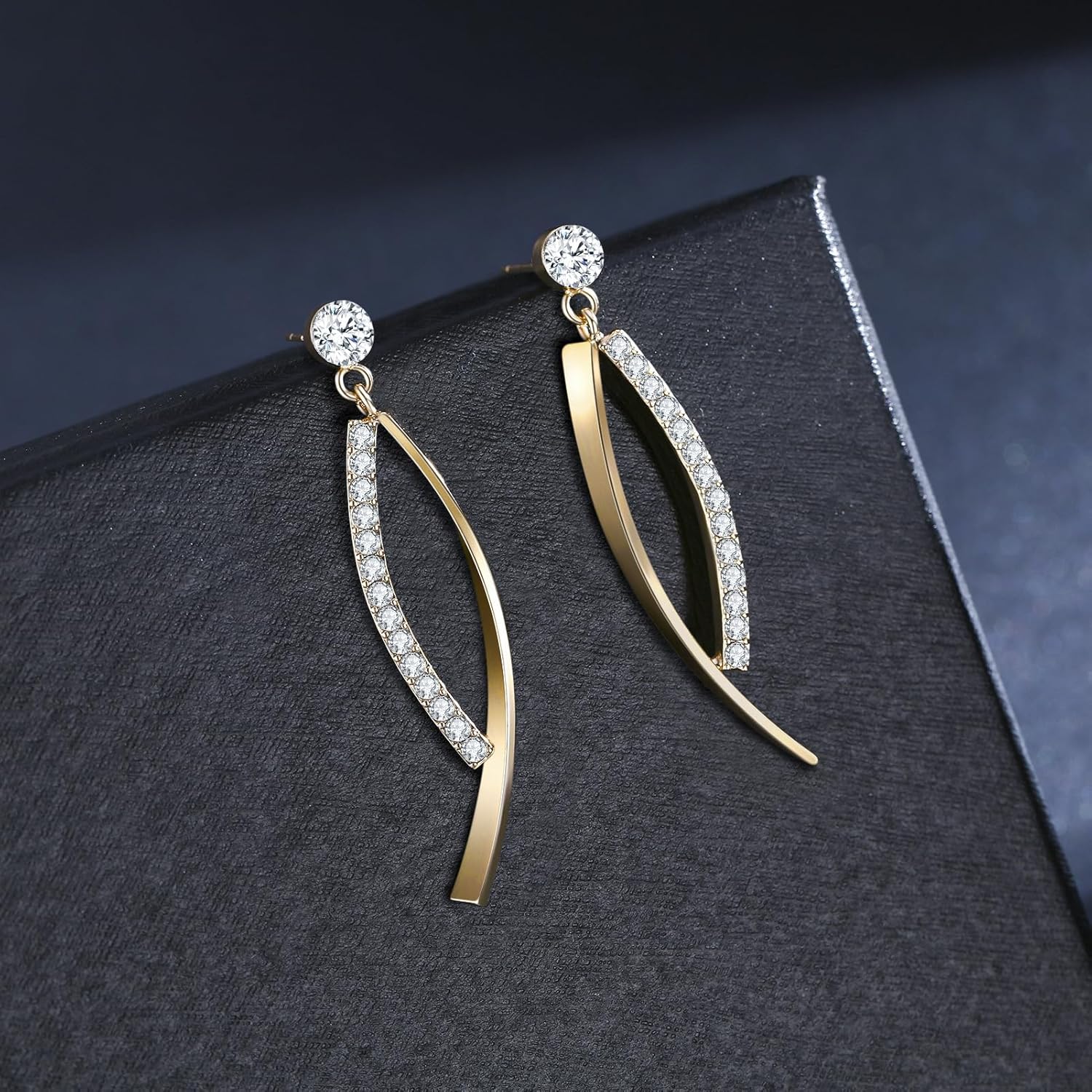 SBLING Platinum-Plated or 18K Gold Plated or 18K Rose Gold Plated Cubic Zirconia Drop Earrings - Image 2