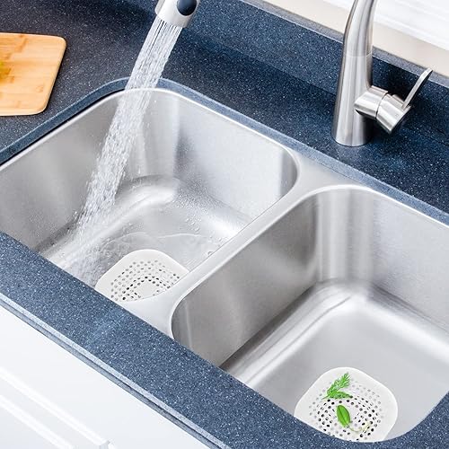 Miniatura 4 de Cubierta de drenaje cuadrada de 5.4 pulgadas, tapón de silicona plana de caucho termoplástico (TPR), para baño, cocina (blanco)