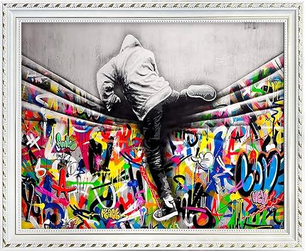 Banksy Graffiti Wall Art Climber Framed Banksy Wall Decor Street Art For Livingroom Office