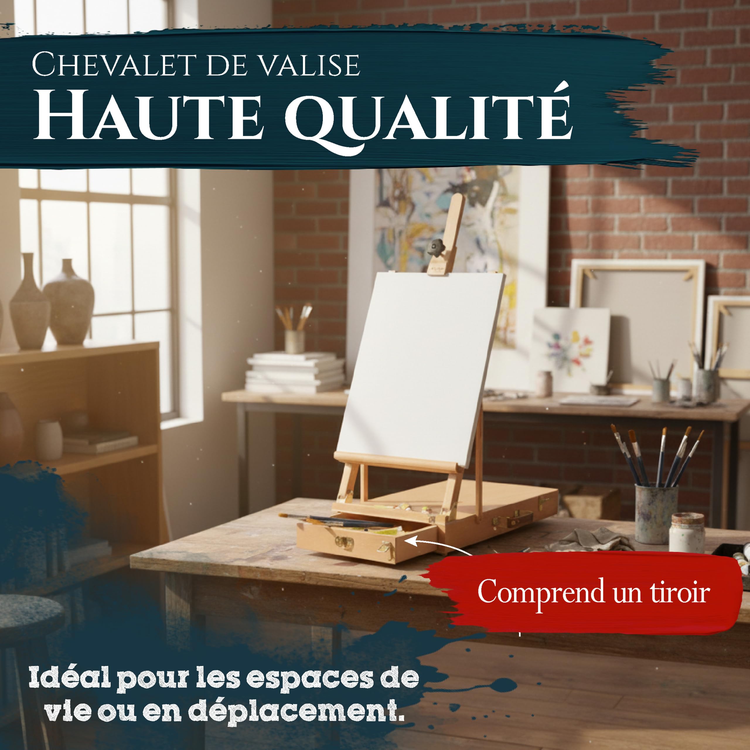 Artina coffret chevalet de table en bois de hêtre pour châssis entoilés