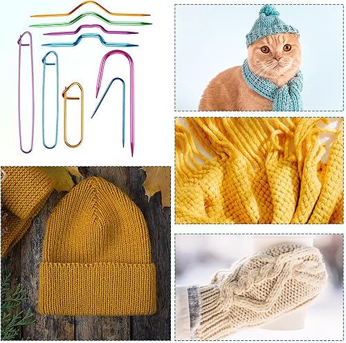 Miniatura 6 de 9 soportes de puntada de aluminio para tejer agujas de cable con marcadores de puntada, broche de seguridad para tejer suéter, soporte de puntada,