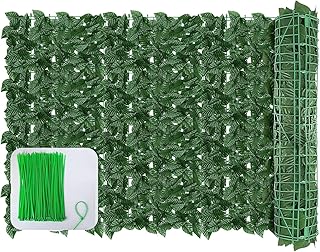 KASZOO 100x40 in Artificial Ivy Privacy Fence Screen, Outdoor Decorative Fence Panels, Faux Greenery Backdrop, Ivy Leaf Privacy Fence, Green, Plastic & Polyethylene, Garden Style