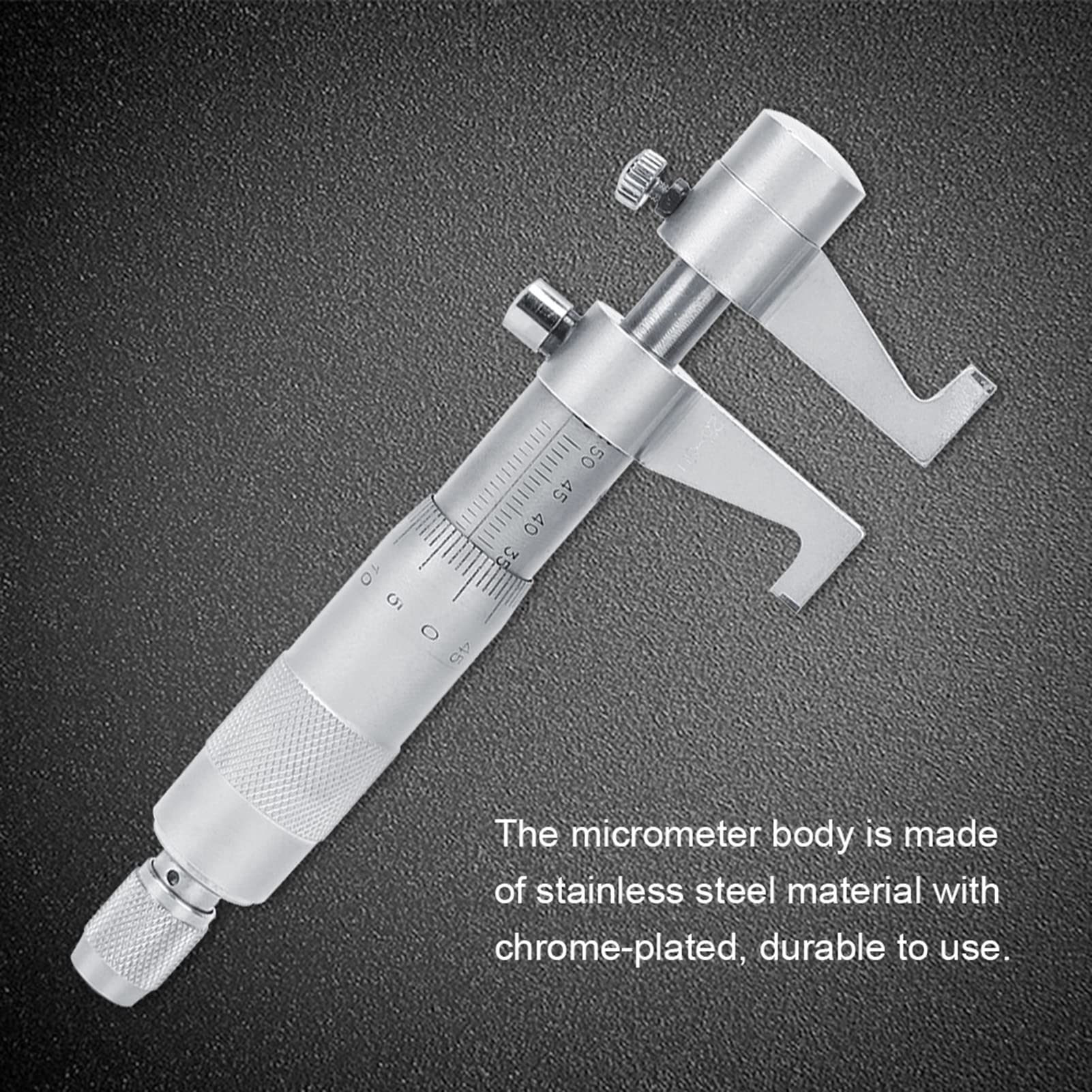 Herramienta de medición de alta precisión de acero inoxidable para micrómetro, instrumento de medición del diámetro interior de la cabeza de aleación con trinquete y dispositivo de (25-50MM)