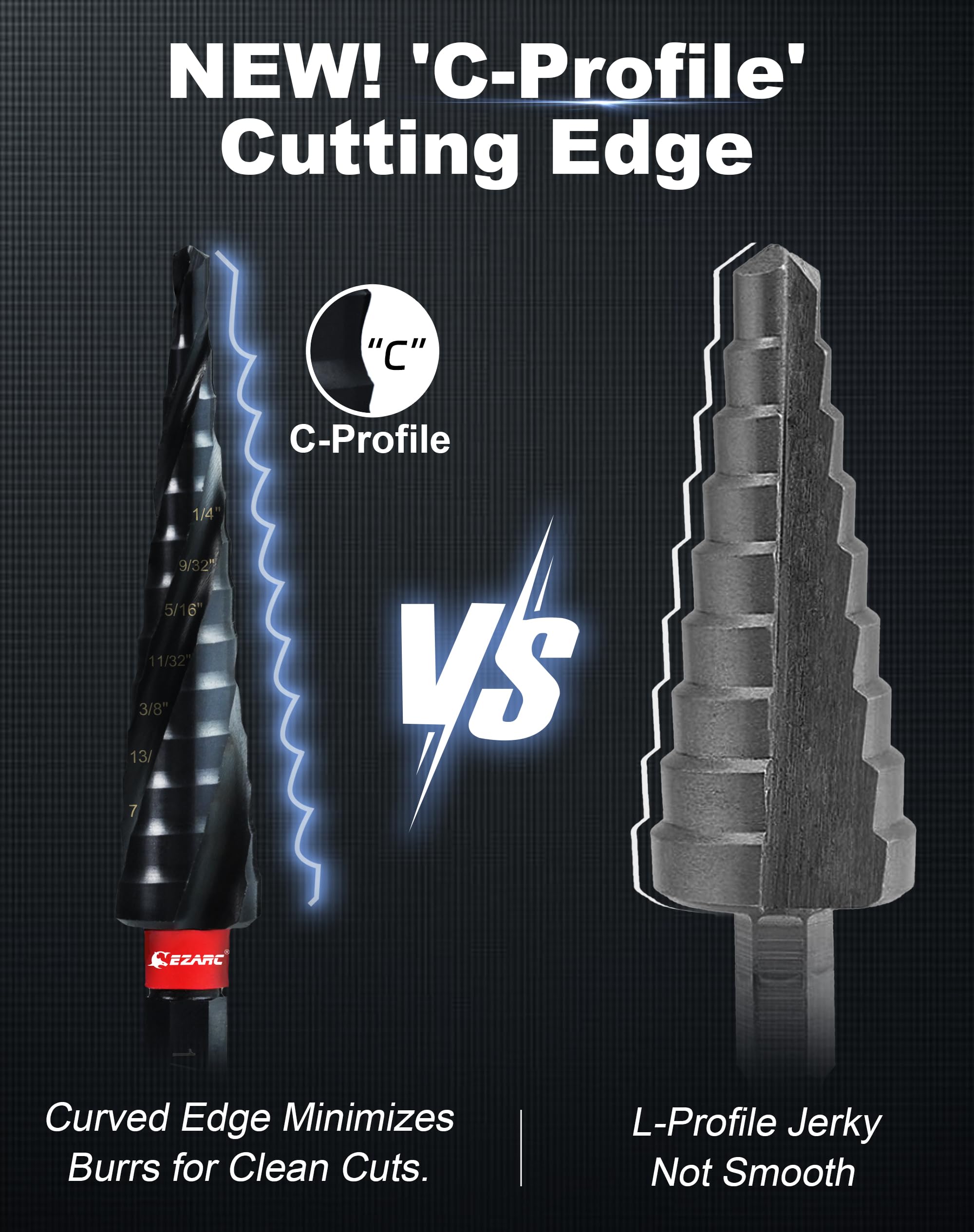 EZARC Step Drill Bit for Metal M35 Cobalt Step Drill Spiral Flute Unibit Step Drill Bit (1/8"-1/2") Wear-Resistant AlTiN Coated - Image 3
