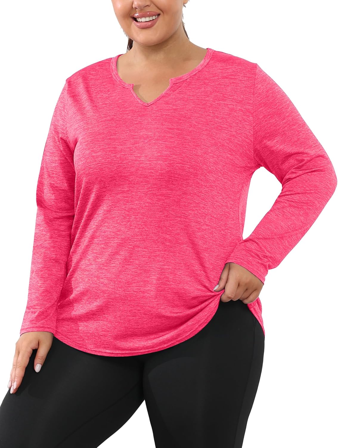 FOREYOND Plus Size Workout Tops for Women Long Sleeve Shirts Athletic Active Yoga Gym Clothes Loose Fit