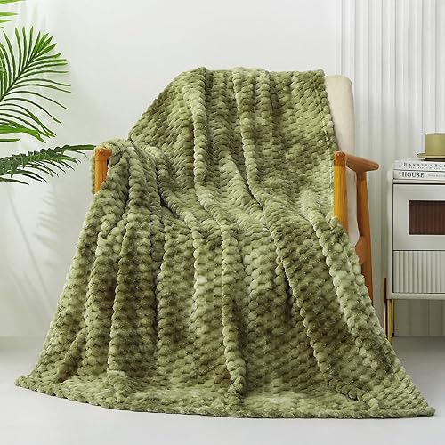 Miniatura 2 de Exclusivo Mezcla - Manta de vellón extragrande, 50 x 70 pulgadas, elegante, tela jacquard suave, mullida, acogedora y ligera, para invierno, color