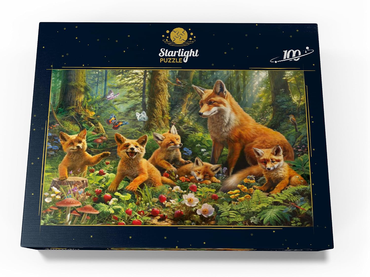 MyPuzzle Fox Family - Premium 100 Piece Jigsaw Puzzle for Adults