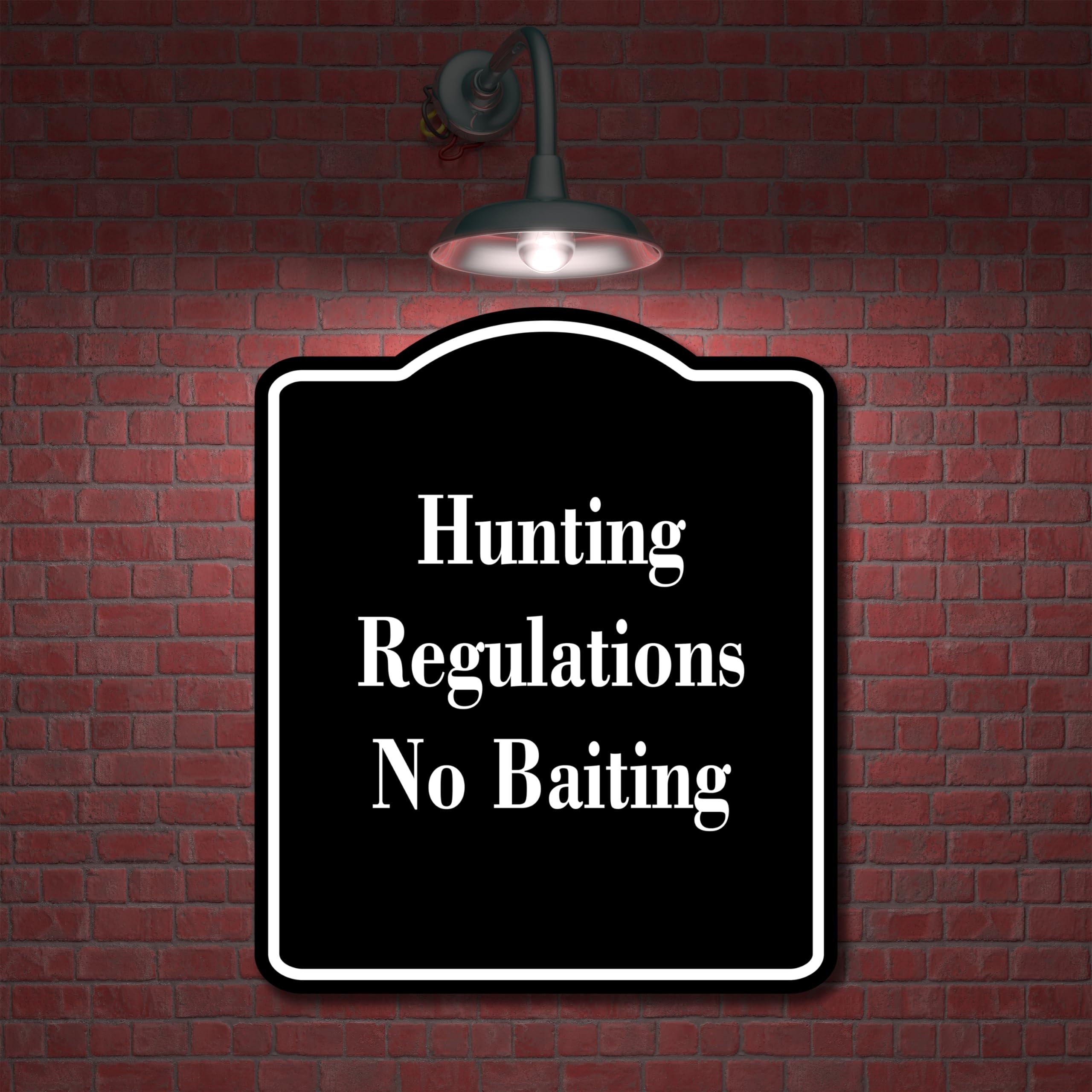 Hunting Regulations No Baiting BLACK Aluminum Composite Sign 20''x24''