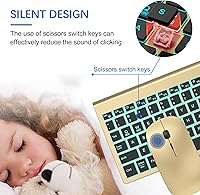 Vista 2 de TopMate Combo de teclado y mouse inalámbricos ultradelgados, 2.4G silencioso compacto USB 2400DPI mouse e interruptor de tijera, juego de teclado