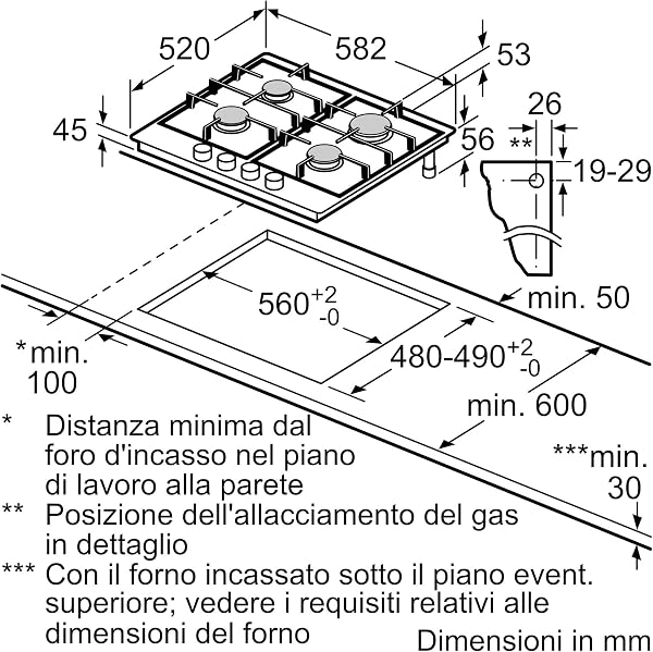 Bosch PGP6B5K60, Piano cottura a gas, Manopole a ponticello: controllo ergonomico, 4 fuochi, Acciaio, Versione Esclusiva Amazon, 60 cm, Serie 4 - NEW, Inox - 3