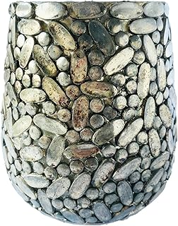 Creative Co-Op Round Glass Mosaic Votive Candleholder, Pewter Finish