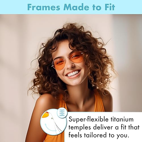 Miniatura 3 de Lentes de bloqueo de luz azul sin montura para mujeres y hombres, gafas de titanio para dormir y migraña, lentes de luz azul ámbar naranja sin marco