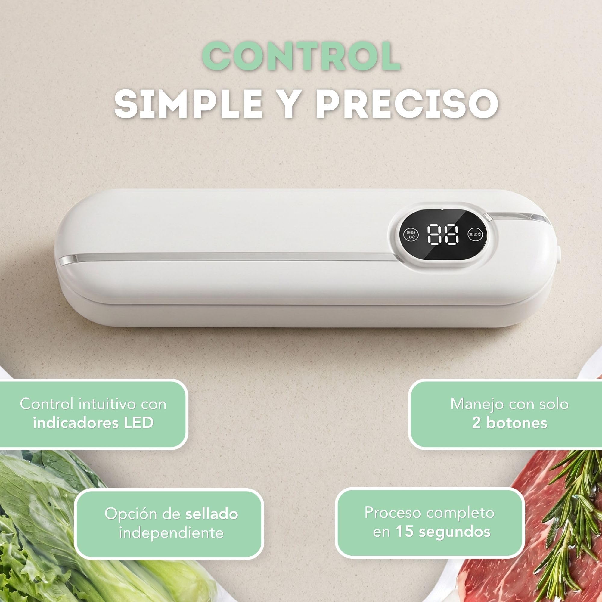 Rayisa Envasadora al Vacío Profesional – Sellado Automática con Modos Seco y Húmedo – Sella hasta 30 cm, Compatible con Bolsas Lisas y Gofradas – Incluye Kit de 10 Bolsas – Diseño Compacto en Blanco
