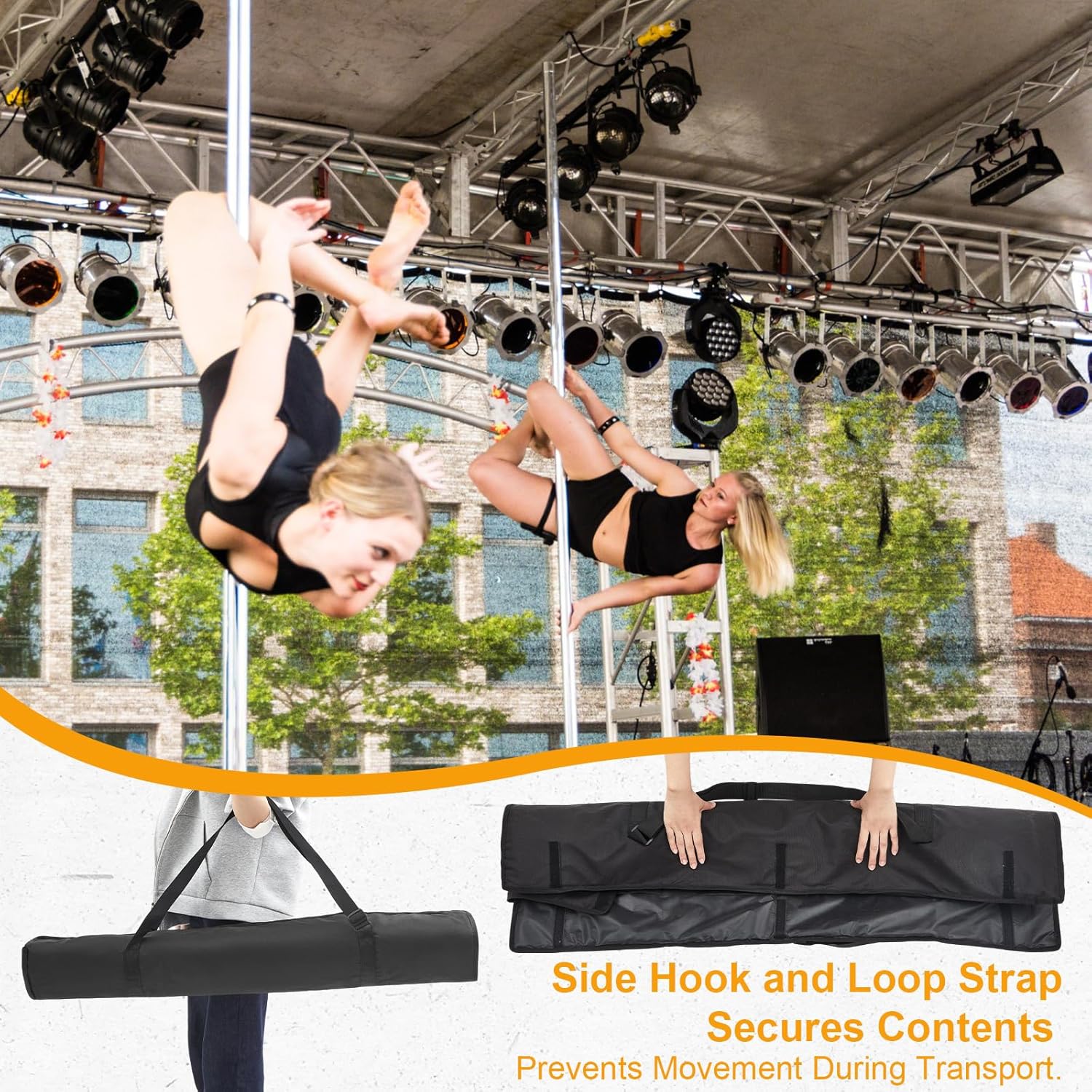 Dansydaisy Pole Dance Carry Bag for Flying & Home Poles, Padded Storage for 2-3 Pole Sections, Waterproof Nylon Transport Bag with Compartments & Shoulder Strap, 46.46 x 23.62 Inches