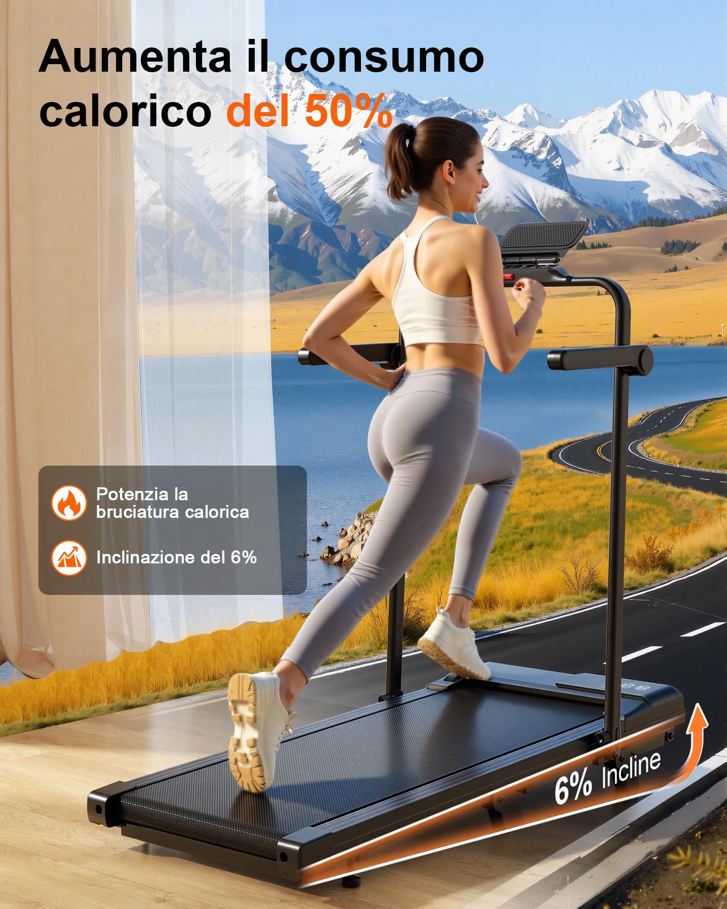Superun Raceable Tapis de Course Inclinable 2.5HP Tapis de Marche avec Rampes, 1-6km/h, 1-12km/h APP Contrôle Max 136KG Walking Pad Portables avec Parcours d'entraînement et Courses Multi-Coureurs