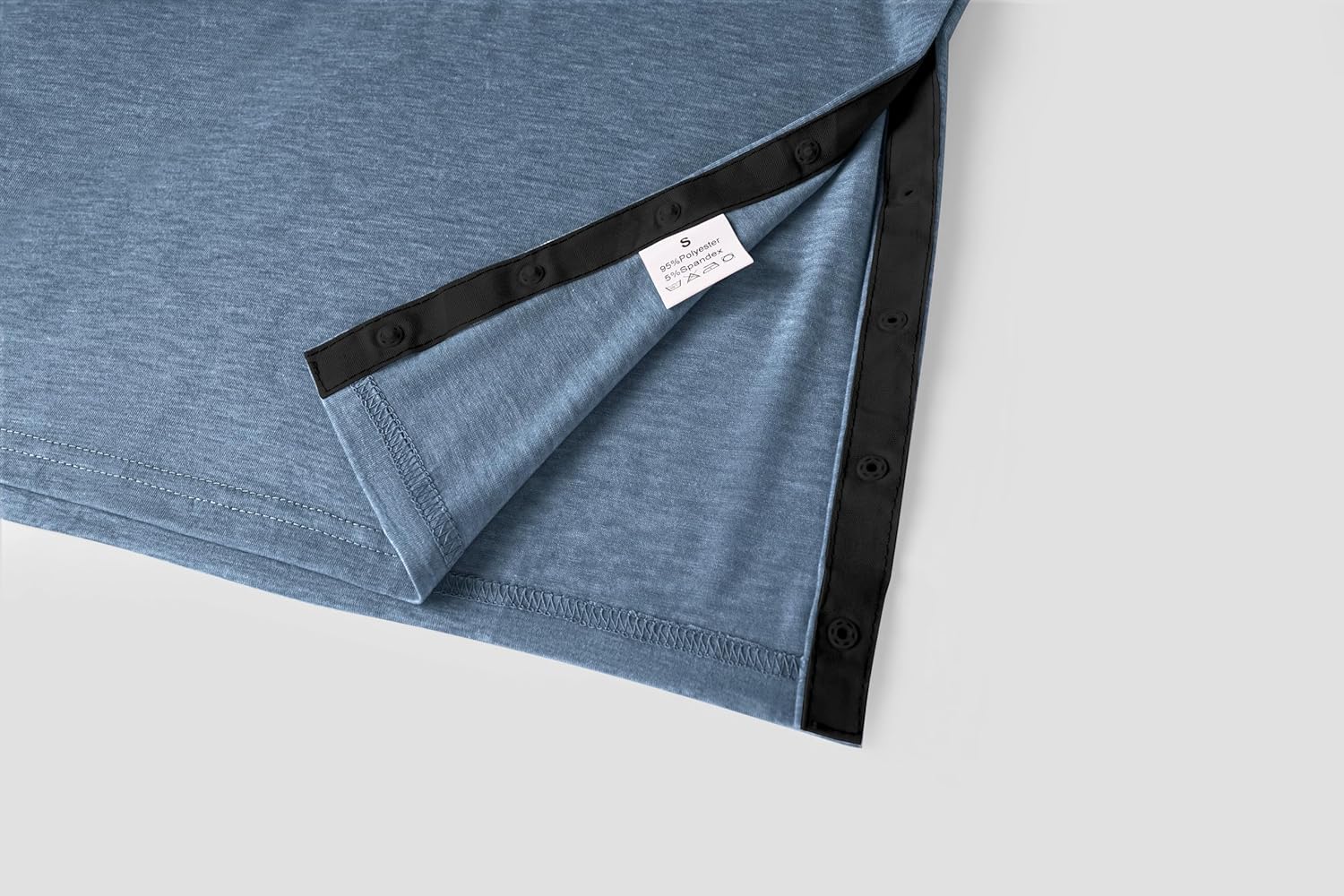 Poriff Men's Post Shoulder Surgery Recovery Shirts Full Tear Away Short Sleeve Snap Chemo Port Access Shirt - Image 5