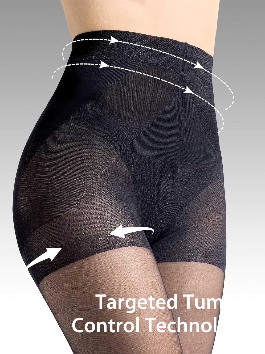 2 Pairs Women's Control Top Pantyhose Shaping Sheer Tights Tummy Control Support Stockings 20 Denier Nylons - Image 2