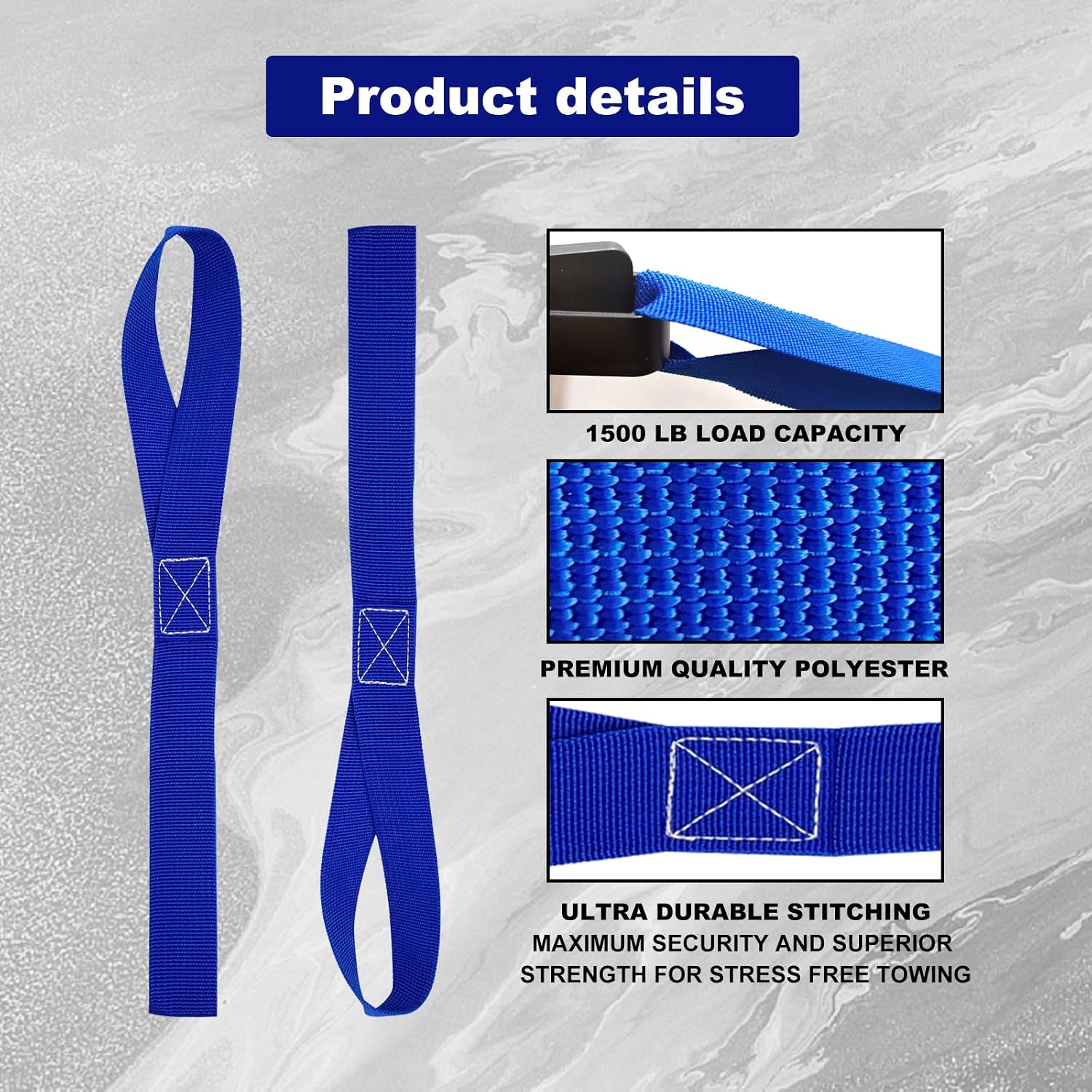 6Pcs Soft Loop Tie Down Straps, Suitable for securing UTVs, ATVs, Scooters, Motorcycles, Dirt Bikes, Lawn and Garden Equipment with Loops, 1500 lbs Load Capacity, 4500 lbs Break Strength (Blue)