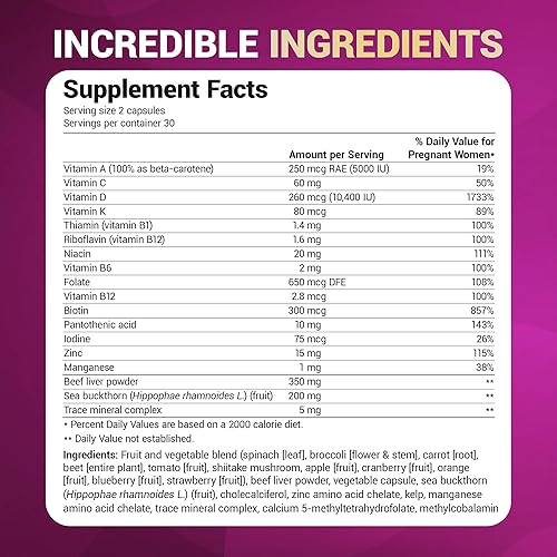 Miniatura 8 de Dr. Berg Vitaminas prenatales naturales para mujeres (regnante y enfermería), vitaminas prenatales con folato, vitaminas, minerales, omegas y 11