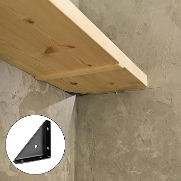 10-Pcs Angle Corner Brackets - Black, Wood Support Fasteners for Desk, Bed, Furniture Edge Joining