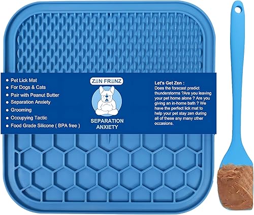 Alfombrilla prémium para lamer perros y gatos con ventosas y espátula esparcidora para separar mascotas, alivio de la ansiedad, alimentador lento,