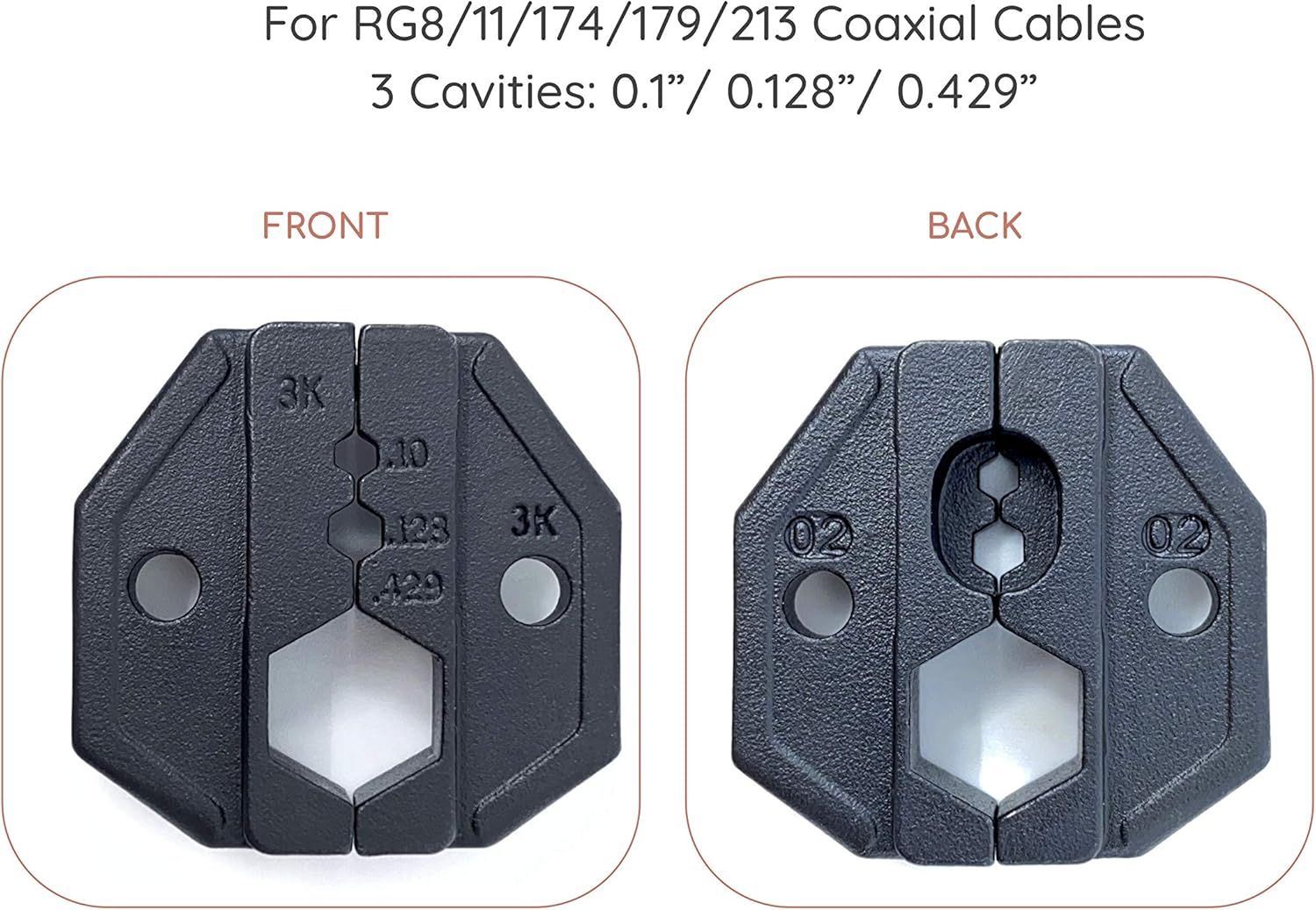 Interchangeable RF Coax Crimp Tool Die Sets for RG8 RG11 RG174 RG179 RG213 Coaxial Cable G-D3K