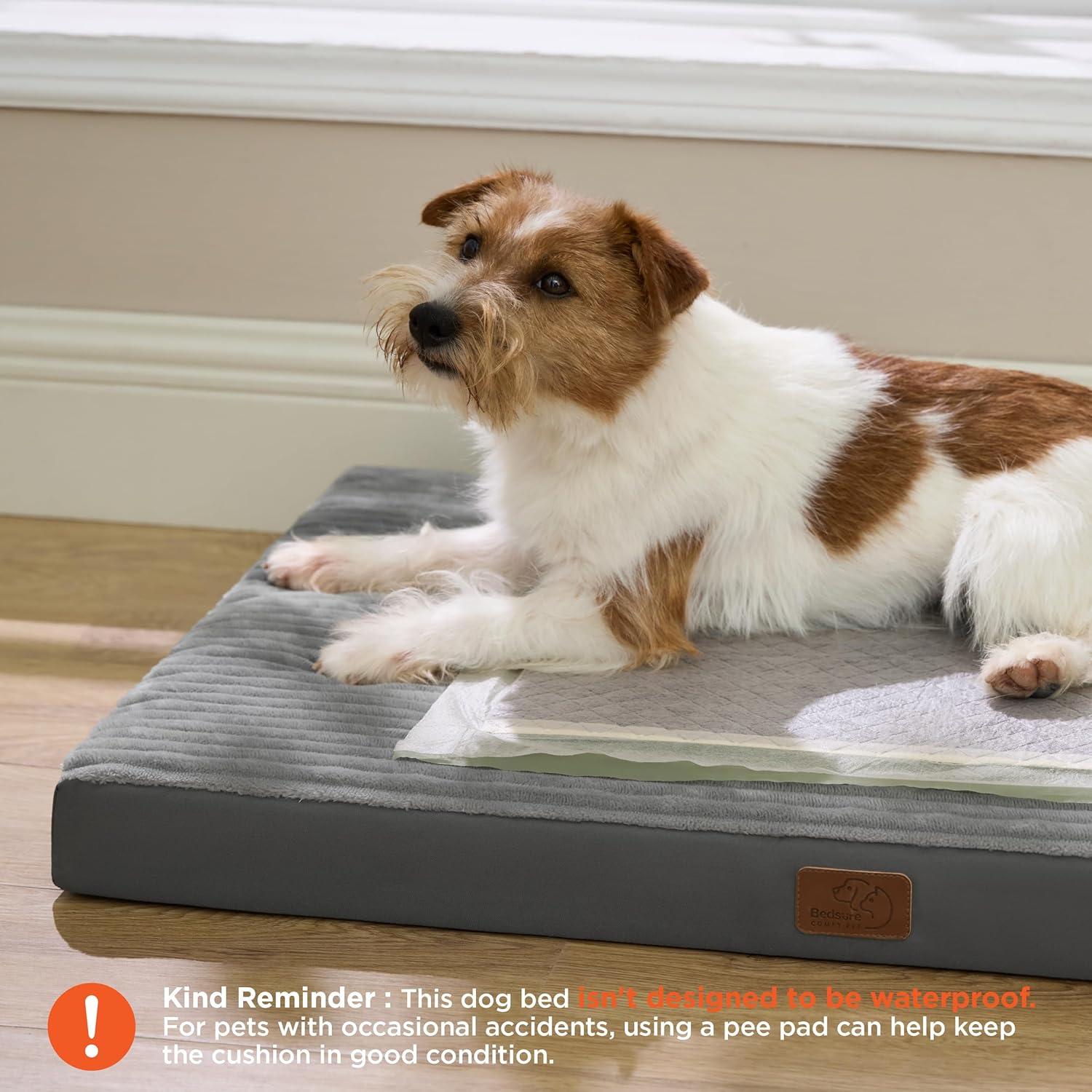 Bedsure Dog Beds Large Sized Dog- Orthopedic Pet Beds for Crate with Removable Machine Washable Cover, NOT Waterproof Egg Crate Foam Puppy Mat, Suitable for Pet Up to 50 lbs, 35x22x2.8, NOT Chewproof - Image 2