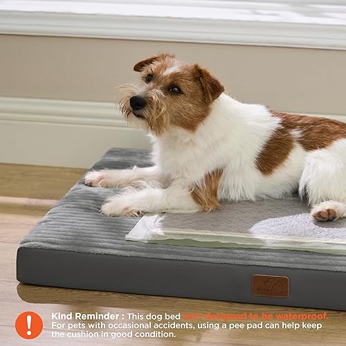 Miniatura 2 de Bedsure ComfyFleece Dog Beds Large Sized Dog- Orthopedic Pet Beds for Crate with Removable Machine Cover, NOT Waterproof Egg Crate Foam Puppy Mat