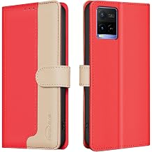 for vivo Y21s V2110 Case Flip Pu Leather Cover Compatible with vivo Y21s V2110 Phone Case YABF33- red