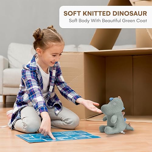 Miniatura 2 de CHILDLIKE BEHAVIOR  Juguete de peluche de dinosaurio de punto verde - Juguete de peluche de dinosaurio suave para dormir para niños - Seguro y fácil