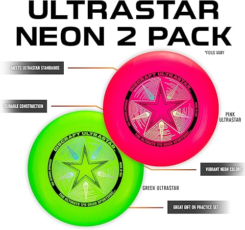 Miniatura 21 de Discraft Ultrastar Ultimate Discs 1 y 2 paquetes, tamaño estándar, para juegos competitivos e informales Negro