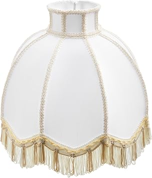 Aspen Creative 30628 Tranditional Scallop Dome Shape Spider Construction Lamp Shade in Light Grey Jacquard Fabric, 13" wide 4-1/2" x 13" x 12"