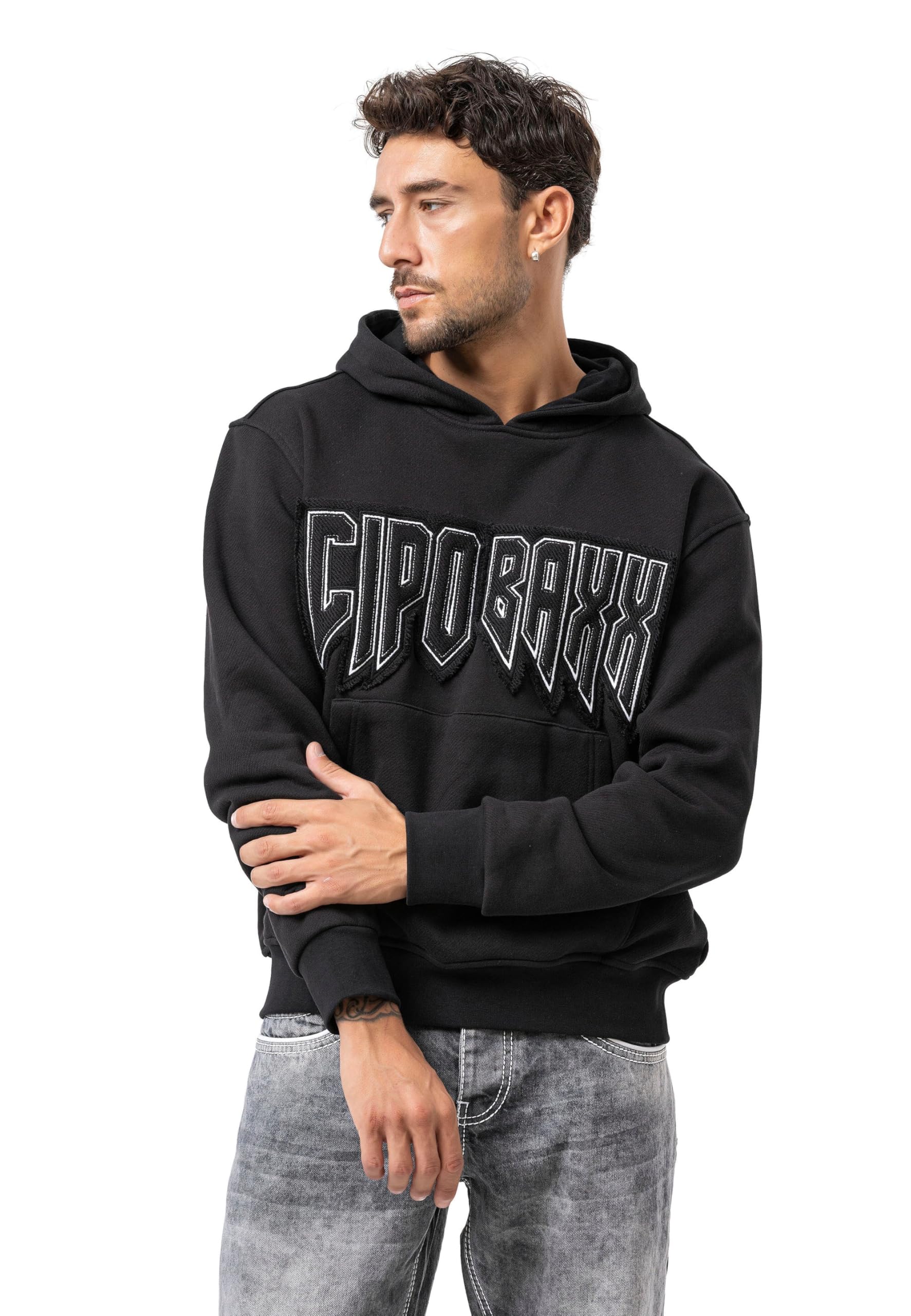 Cipo & Baxx Sudadera con capucha para hombre Series – Elegante jersey de estilo casual con capucha y bolsillo canguro – Parte superior cómoda para el día a día y el tiempo libre