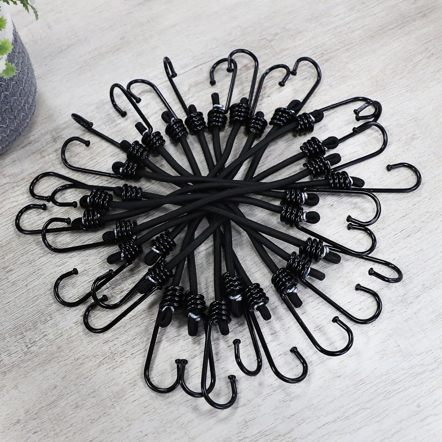 ZHOUBIN Small Bungee Cord with Hooks, 6 Inch Black Bungee Cords for DIY, Camping, Tarps, Tents, Hiking, Camping, Luggage(15 Pack)