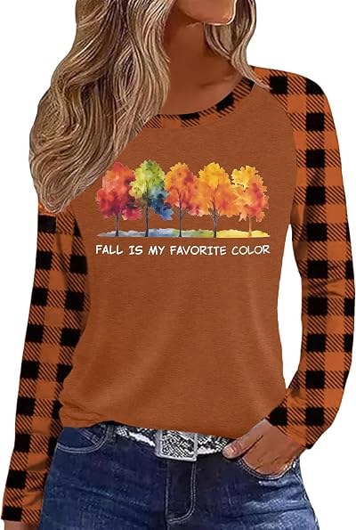 MEESHEEP Long Sleeve Shirts Women Casual Crew Neck Trendy Tshirt Summer Fall Top Loose Fit Basic Tees