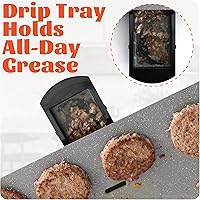 Vista 8 de BBQ Masters - Plancha eléctrica de 12 x 20 pulgadas, calentamiento rápido y uniforme de 1700 W, antiadherente de granito ILAG, superficie de cocción