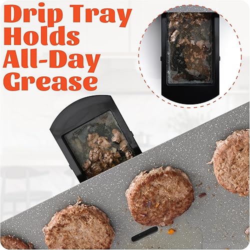 Miniatura 8 de BBQ Masters, plancha eléctrica de 12 x 20 pulgadas, calentamiento rápido y uniforme de 1700 W, superficie antiadherente de granito ILAG, diseño